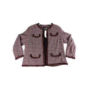 Bloomchic Jacket Womens 14-16 Multi Plaid Tweed Textured Open Front Business
